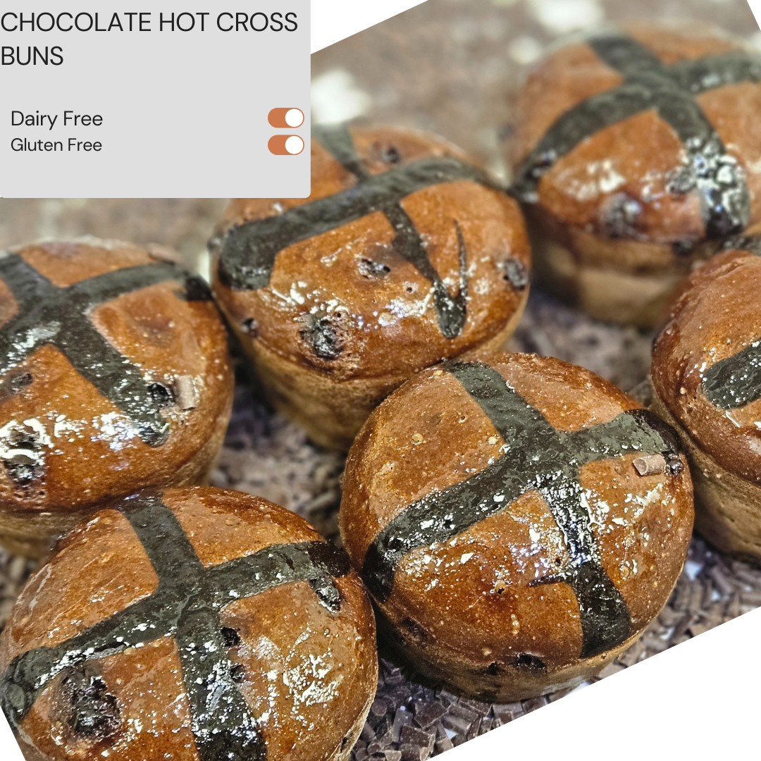 Chocolate Hot Cross Buns 6pk (GF,DF)
